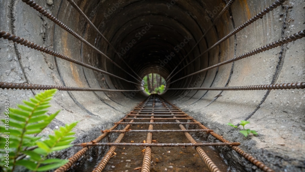 Poster the crosssection of a culvert reveals its reinforced structure showcasing steel rebar embedded withi