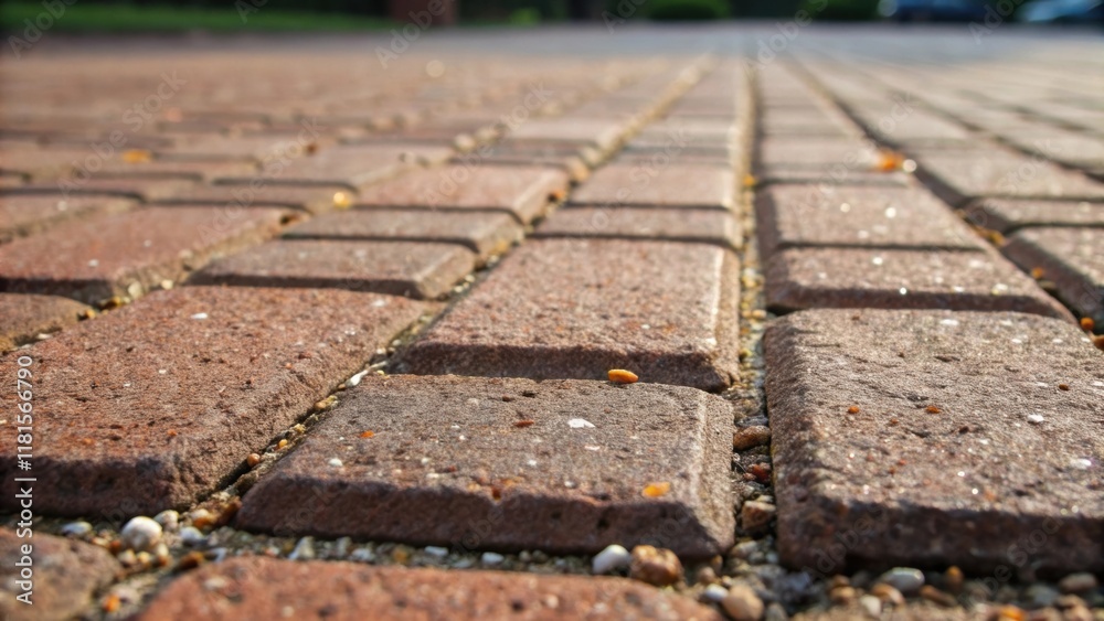 Poster The image focuses on the texture of individual bricks each revealing subtle details such as small chippings and color gradients. The arrangement in orderly rows creates a sense of