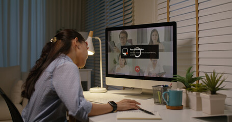 Asia people young woman stress angry bored upset in wifi cut out worry work at home issue video...