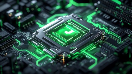 Close-up of a futuristic circuit board.