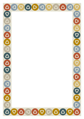 A4 frame with circles containing a linear triangle. Trendy design with dots shapes.