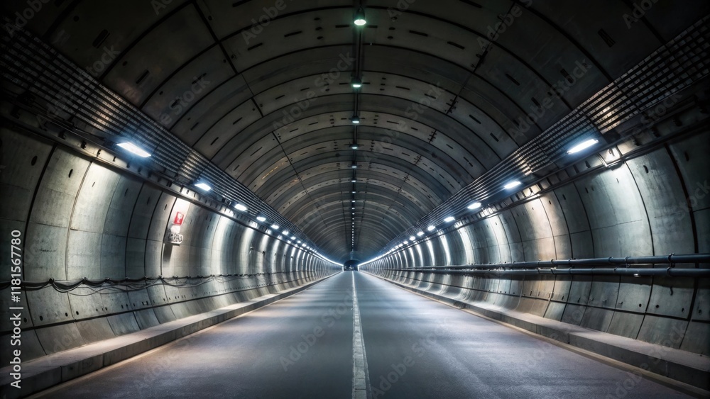 Fototapete the stark contrast of brightly lit access points along the tunnel walls next to shadowy ventilation 