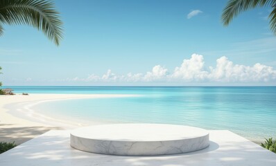 Serene beach scene with clear blue water