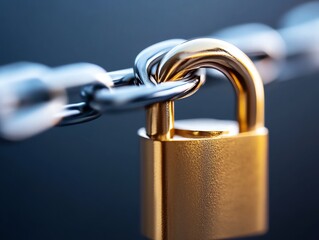 Close-up of a lock securing a chain link.