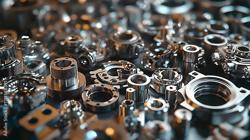 Aufkleber intricate collection of metallic machine parts industrial engineering concept : generative ai