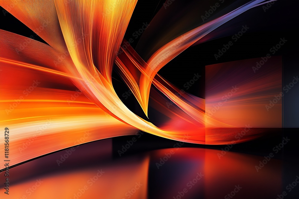 Aufkleber Mesmerizing Fusion of Warm Toned Waves for Modern Abstract Art and Dynamic Inspirations : Generative AI