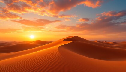 Golden Hour Desert Dunes at Sunrise