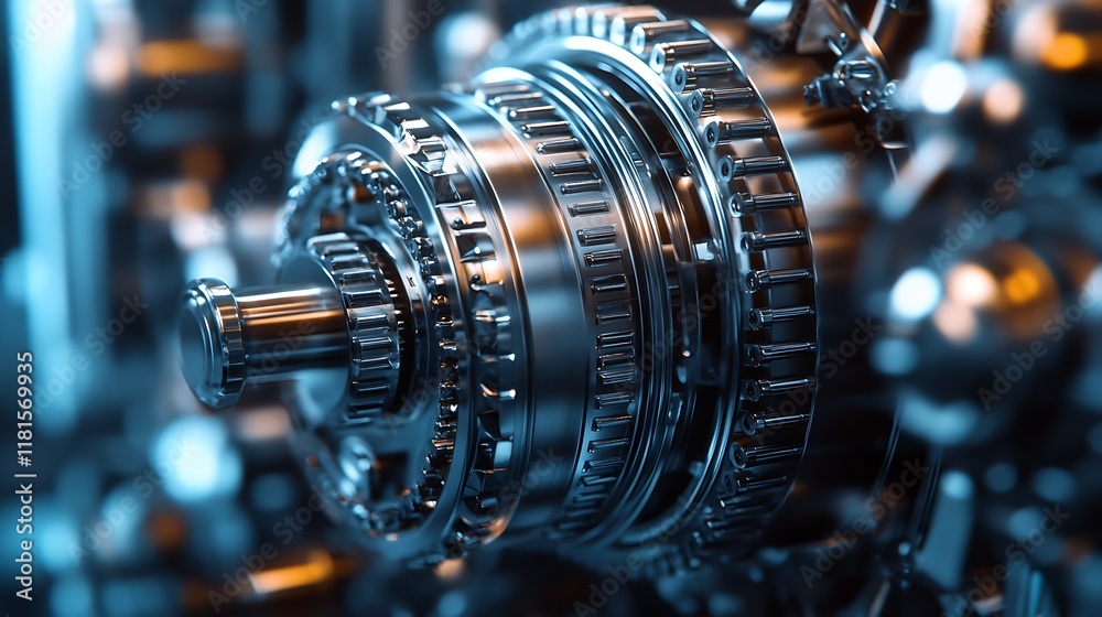 Aufkleber Close-up of intricate mechanical gears and cogs showcasing engineering precision and craftsmanship : Generative AI
