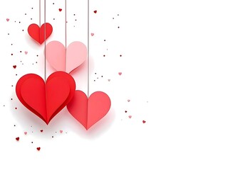 Hanging paper hearts create a romantic Valentine's Day design.