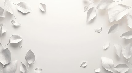 Elegant White Leaf Pattern Background with Copy Space, Minimalist and Modern Design.