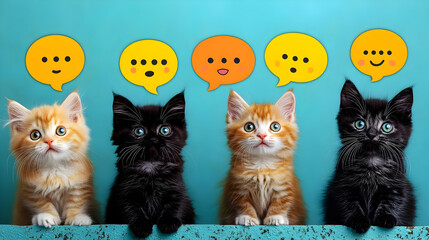 Kittens Show Emotions: Cute Cats Express Feelings with Emojis