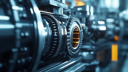 Fototapeta premium Detailed View of Industrial Gear and Mechanism in Modern Machinery : Generative AI