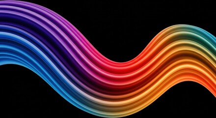 Rainbow Wave Abstract: Vibrant, colorful wave of rainbow hues flows dynamically against a black backdrop.  The smooth curves and saturated colors create a mesmerizing visual experience.