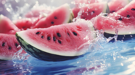 Watermelon Splash: Refreshing Fruit Makes a Summer Dive