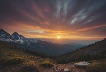 Fototapeta premium picturesque mountain landscape, realistic illustration