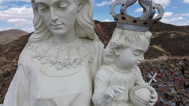 Oruro huge sculpture of virgen mary in Bolivia