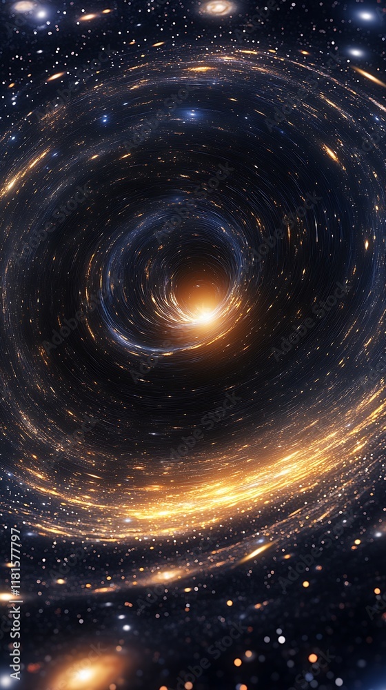 Poster Stunning Spiral Galaxy Featuring Black Hole with Shining Core and Starry Background : Generative AI