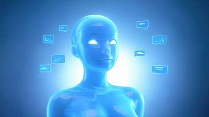 Obraz premium Computer AI agents projecting a holographic interface