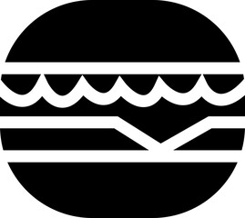 A minimalist vector icon of classic hamburger with bun, lettuce, cheese, and multiple layers, beef cheeseburgers. fast food signs, isolated on transparent background, used for mobile app, web.