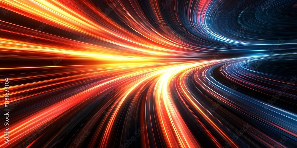 Poster Vibrant Light Energy Streams in Abstract Motion Display : Generative AI