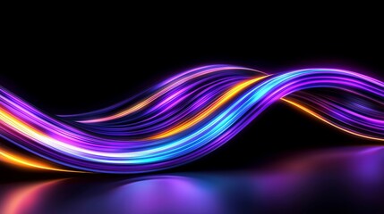 Abstract Neon Light Waves Swirling Purple Blue Orange Glowing Energy Flow Dynamic Background