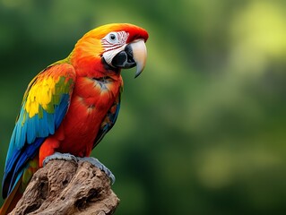 Obraz premium Colorful parrot perched on a natural branch.
