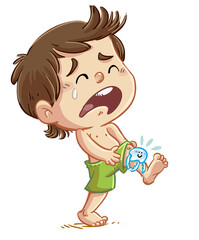 Child crying because a jellyfish stung him
