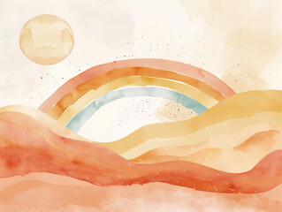 Obraz premium Watercolor rainbow boho background