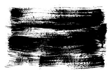Black Big Retro Brush Stroke Isolated on White Background. Grunge Distressed Brush Stroke Silhouette. Hand draw big bold brush backdrop for retro cover, ad, banner, poster