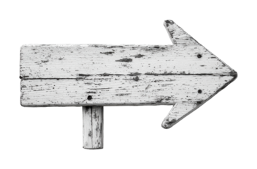 Wooden direction arrow sign for navigation and guidance purposes. Isolated on transparent background, png.