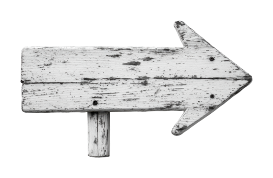 Wooden direction arrow sign for navigation and guidance purposes. Isolated on transparent background, png. - Powered by Adobe