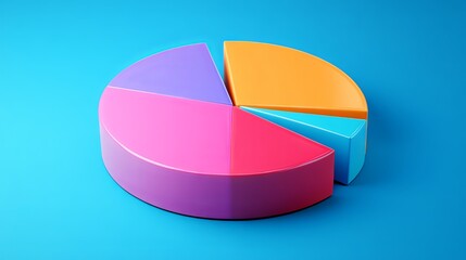 Vibrant 3D Pie Chart, Colorful Data Visualization