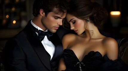 Couple Shares Intimate Moment, Romance, Love, Elegant, Passion, Relationship, Affection, Togetherness