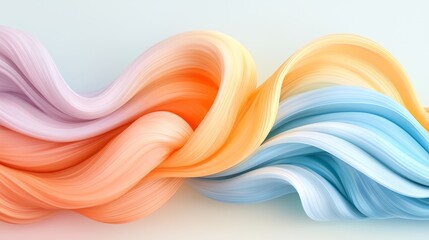 Abstract Pastel Swirls Fluid Peach Lavender and Blue Wave Design