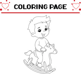 little boy is playing coloring page for kids