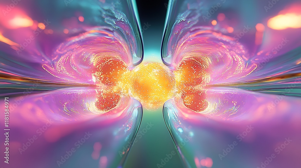 Aufkleber Energetic Galaxy of Colorful Flowing Abstract Patterns with Cosmic Vibes : Generative AI