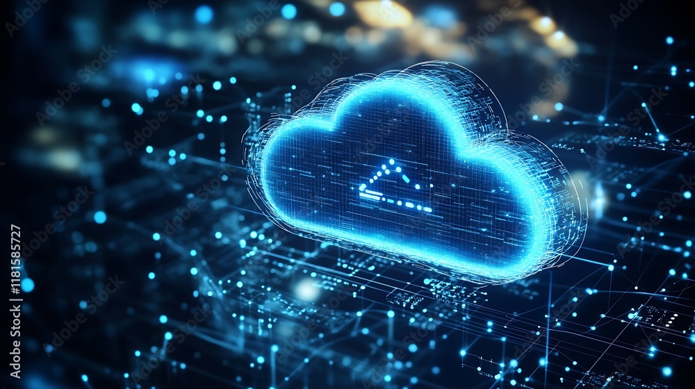 Aufkleber Cloud Computing Innovation with Digital Futuristic Network Visualization : Generative AI