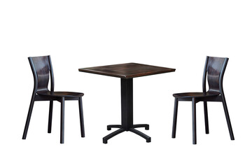 wooden table and chairs isolated on a white background