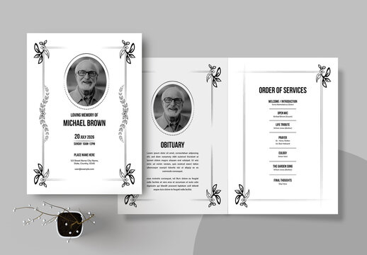 Funeral Program Card Design Layout