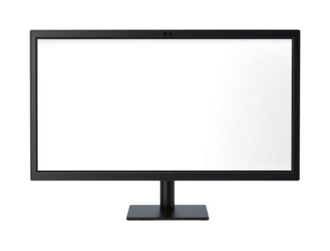 Flat display monitor with blank white screen, minimalist modern computer screen concept for technology and office workspaces isolated on transparent background - Powered by Adobe