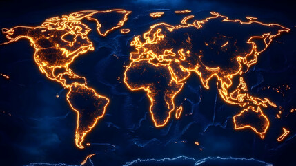 World Map Shows Continents, Oceans, and Countries