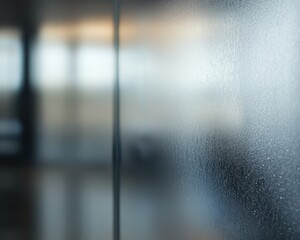 Obraz premium Abstract Blurred Background of a Steamy Frosted Glass Partition with Interior View.