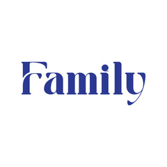 Family Typography isolated on White background