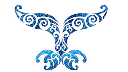 Maori pattern whale tail illustration transparent background © pil