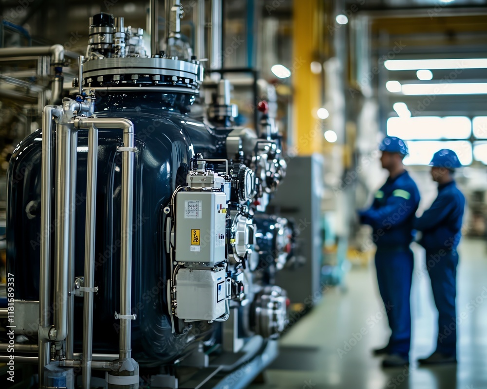 Leinwandbilder engineers in a hightech industrial factory, evaluating machinery and modern equipment, with technica