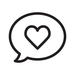 Chat, love message, speech bubble, love outline icons, minimalist vector illustration, simple concept, Isolated on white background
