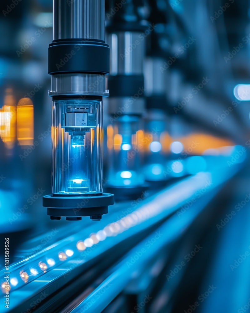 Aufkleber Futuristic automated production line in a cuttingedge factory, with digital control panels, robotic arms, and advanced technology enhancing efficiency