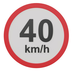 3d render  40km/h  street sign  illustration