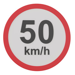 3d render  50km/h  street sign  illustration