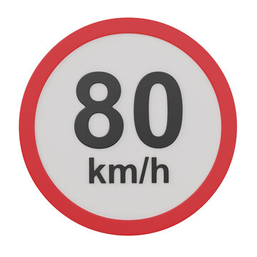 3d render  80km/h  street sign  illustration
